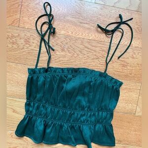 Princess Polly Irvetta top forest green nwt size 4 strap tie